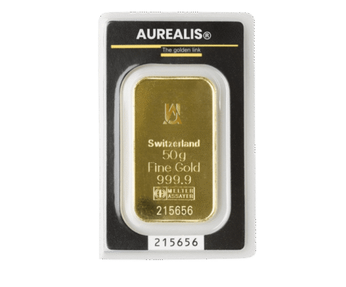 Imagen de lingote de inversión en Oro puro de 50 g